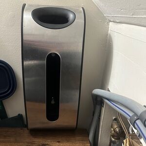 simplehuman Silver and Black Wall-Mounted Bag Dispenser
